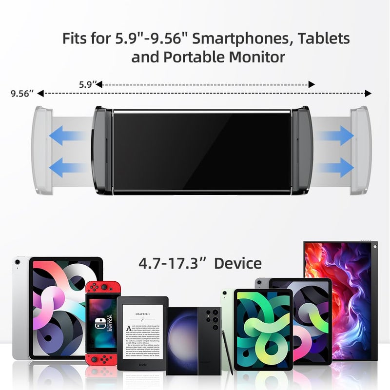 Uperfect حامل شاشة محمول UPERFECT بحجم 5.9''-17.3''، قاعدة دوارة قابلة للتعديل بزاوية 360Â°، مشبك قابل للإمالة بزاوية 180Â°، حامل ألمنيوم قوي لجهاز Pad/Tablet - Image 2